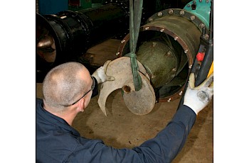 Fish Friendly Pump Service in workshop